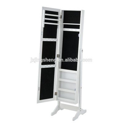 Full-Length mirrored floor wooden standing jewelry display cabinet